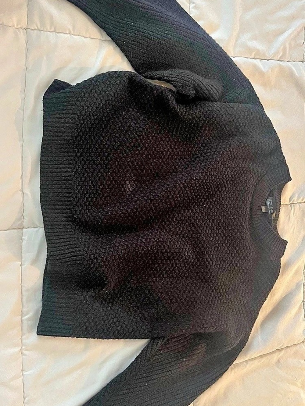 Topshop Ribbed Knit Sweater in Black Size Medium